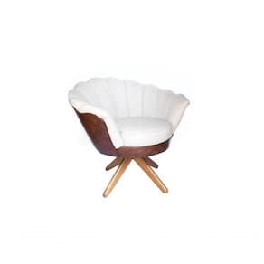 Poltrona Decorativa Pétala Em Linho Com Base Giratória