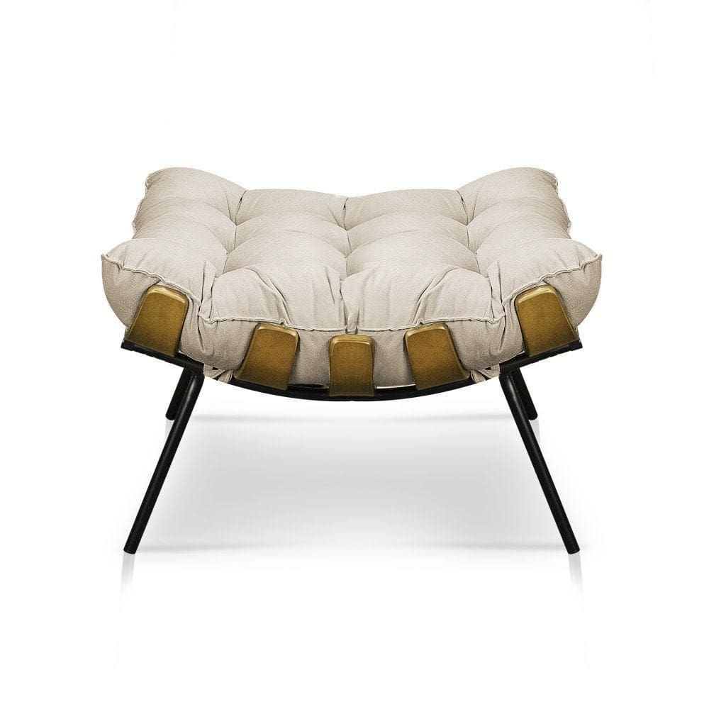 Puff Decorativo Costela Sala E Escritório Veludo Bege