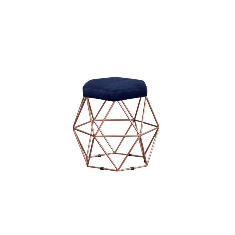 Puff Decorativo Onix Com Armação Bronze Em Tecido Veludo