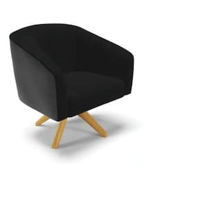 Poltrona Decorativa Stella Em Suede Com Base Em Madeira