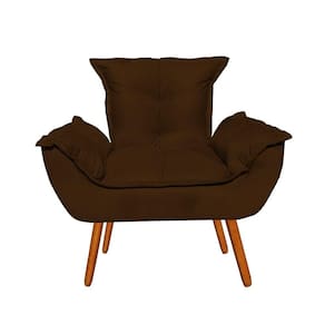 Poltrona Decorativa Opala Sala De Estar Suede Marrom