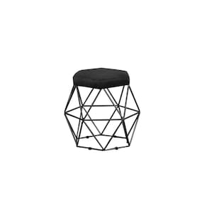Puff Decorativo Onix Com Armação Preto Para Sala Em Veludo