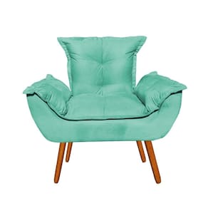 Poltrona Decorativa Opala Sala De Estar Suede Azul Turquesa