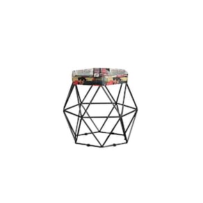 Puff Decorativo Onix Com Armação Preto Para Sala Em Suede