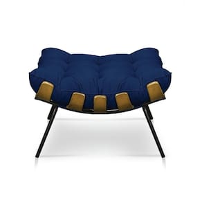 Puff Costela Decorativo Sala E Escritório Suede Azul Marinho