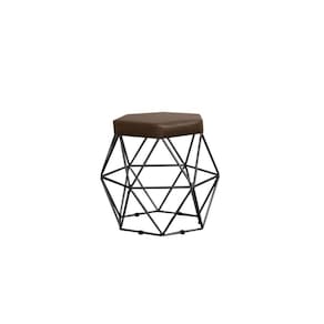 Puff Decorativo Estofado Onix Com Armação Preto Para Sala