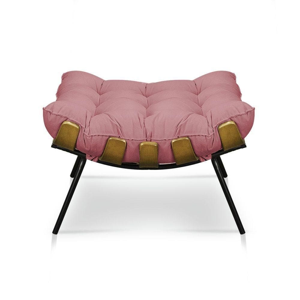 Puff Decorativo Costela Sala E Escritório Veludo Rose