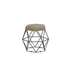 Puff Decorativo Onix Com Armação Preto Para Sala Em Suede