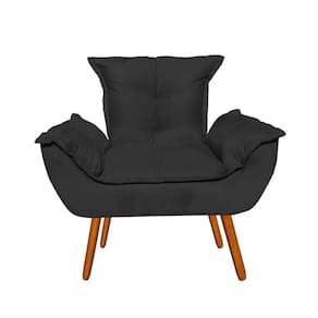 Poltrona Decorativa Opala Sala De Estar Luxo Suede Preto