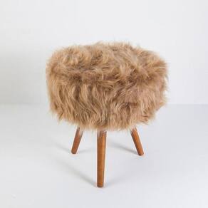 Puff Decorativo Banqueta Dóris Redondo Pelúcia Marrom