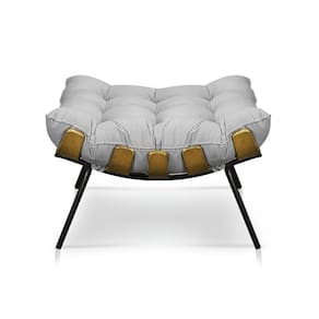 Puff Costela Decorativo Sala E Escritório Suede Cinza
