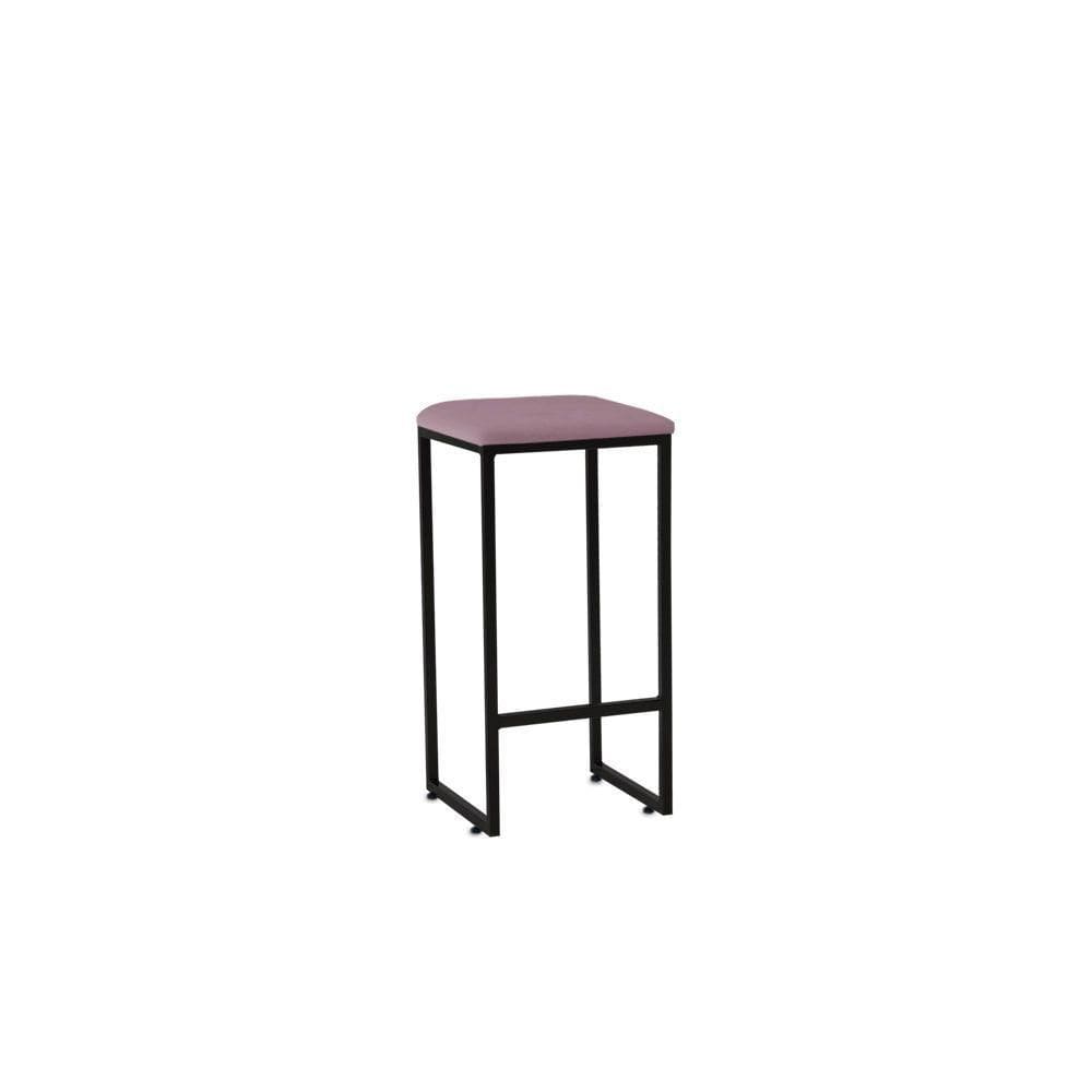 Banqueta Alta Decorativa Donna Em Suede Armação Preto