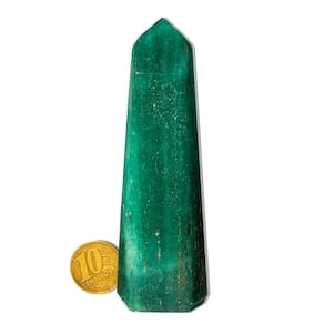 01 Ponta Aventurina Verde Natural 100 a 200g 10-12cm Tipo A