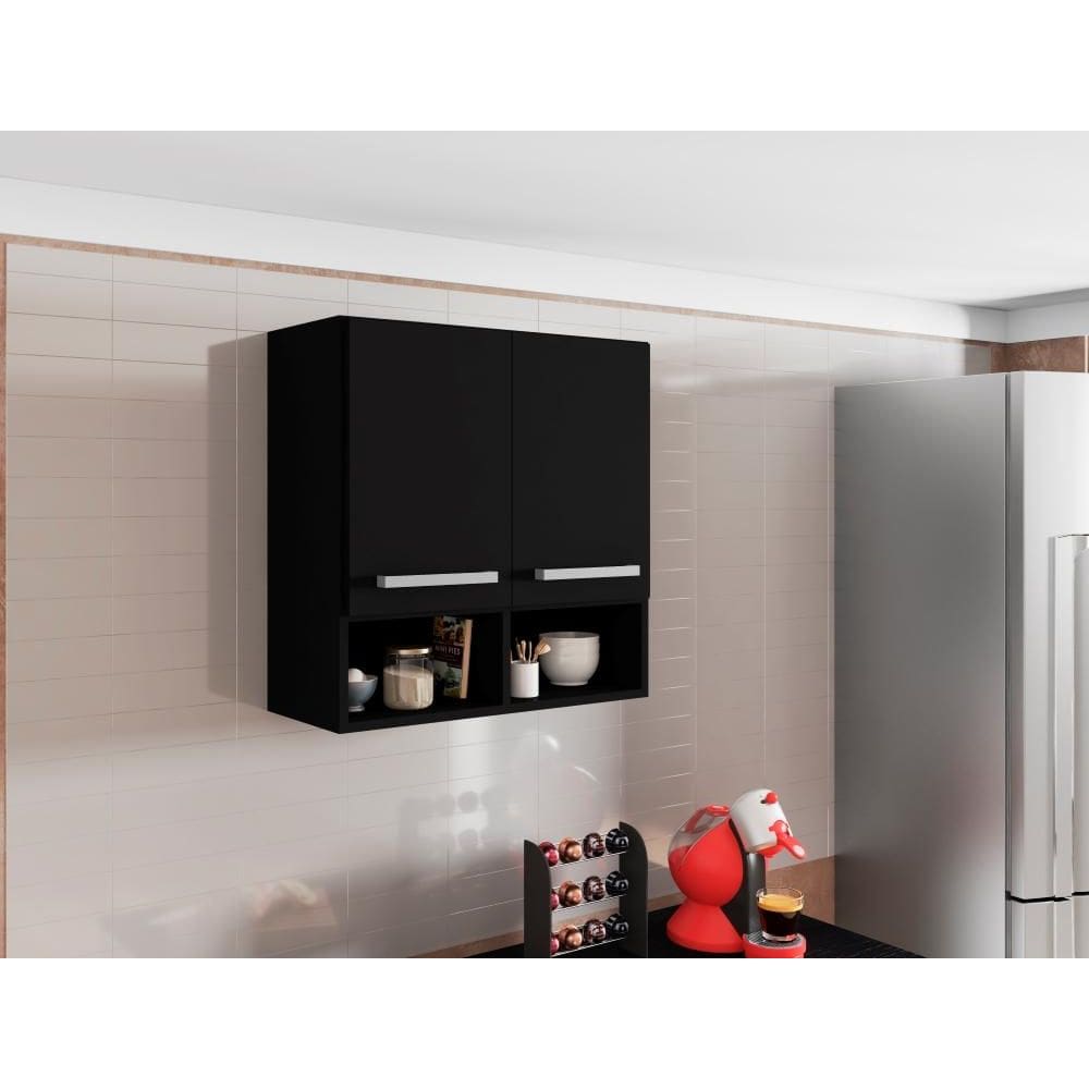 Armario Aereo para Cozinha Preto Argelia Bela Casa