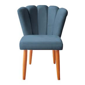 Cadeira Poltrona Sala de Jantar Penteadeira Reforçada Decorativa Pétala Suede Azul Marinho