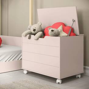 Bau Caixa De Brinquedos Brink Com Tampa E Rodizios Rose