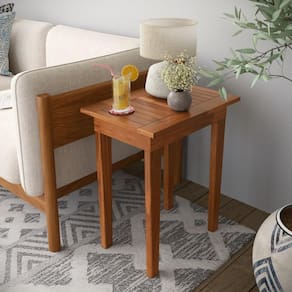 Mesa Lateral 50x35 Ripada Madeira Rustica Castanho