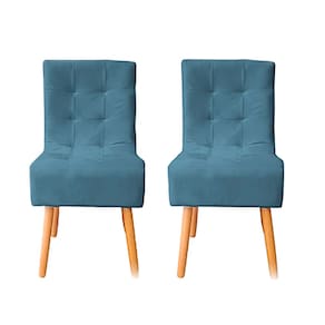 Kit 2 Cadeiras Poltrona Sala de Jantar Penteadeira Reforçada Decorativa Liz Suede Azul Marinho