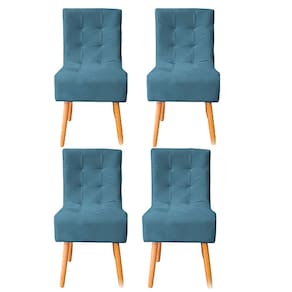 Kit 4 Cadeiras Poltrona Sala de Jantar Penteadeira Reforçada Decorativa Liz Suede Azul Marinho