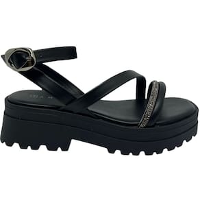Sandália Feminina Casual Dia a Dia Passeio Com Strass Plataforma Tratorada Ramarim 2538205