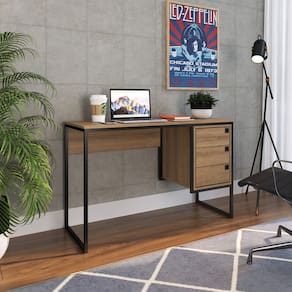 Mesa de Escritório com 3 Gavetas Industrial 120cm OM002 Marrom