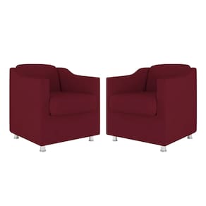 Kit 2 Poltronas Bia Decorativa Reforçada Recepção Clinica Salão Sala De Estar Suede Marsala
