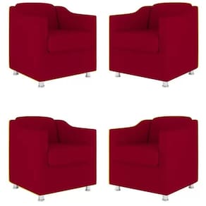 Kit 4 Poltronas Bia Decorativa Reforçada Recepção Clinica Salão Sala De Estar Suede Vermelho