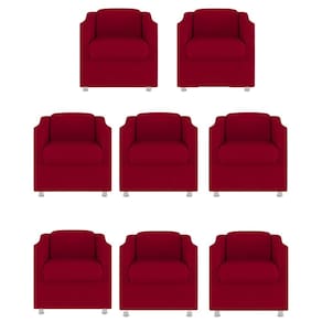 Kit 8 Poltronas Bia Decorativa Reforçada Recepção Clinica Salão Sala De Estar Suede Vermelho