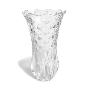 Vaso de Vidro com Relevo Círculos Decorativo 23x12cm