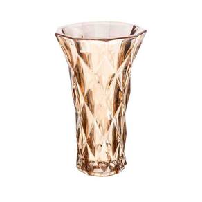 Vaso de Vidro Diamond Âmbar Metalizado 13x6,5x20 cmLyor