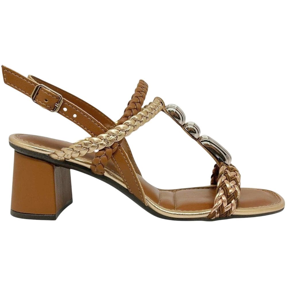 Sandália Feminina Casual Dia a Dia Passeio Trabalho com Pedraria Salto Médio Conforto Dakota Y9301