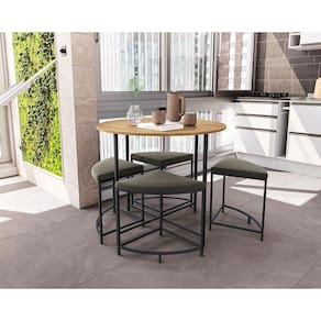 Mesa Escritório Desk com 4 Bancos Freijó/Preto Fosco