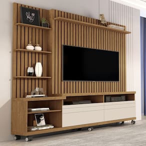 Estante Home Theater para Tv 60 Polegadas Nobre Freijó / Off White