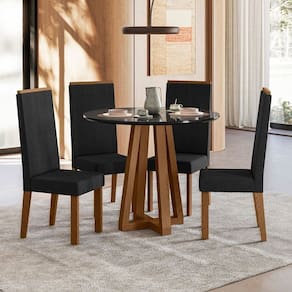Conjunto para Sala de Jantar com 4 Cadeiras Lívia Ambar/Preto