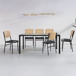 Conjunto para Sala de Jantar com 6 Cadeiras Confort Preto fosco / Preto