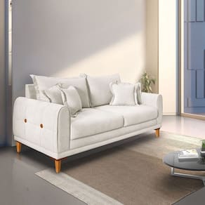 Sofá para Sala de Estar Fixo 2 Lugares London Branco