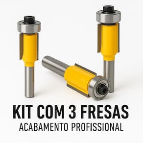 Kit 3 Fresas Reta 13Mm Rolamento Tupia Manual 6Mm Acabamento