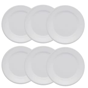 Prato Raso Plus Branco de Cerâmica 24cm 6 Unidades - Biona 141992