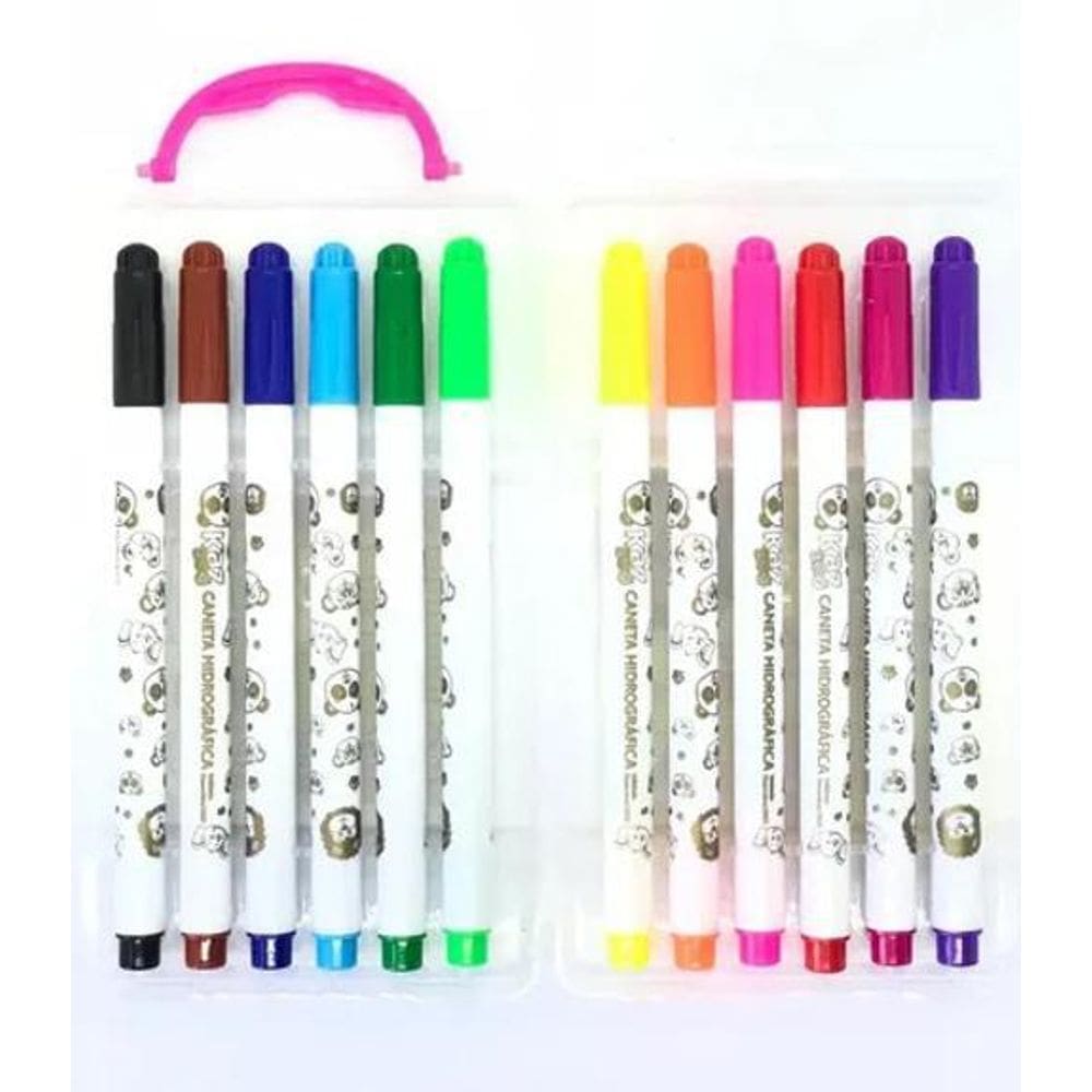 Caneta Hidrográfica 12 Cores Lavável Colorida