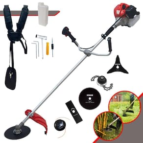 Máquina de Cortar Grama Multifunções À Gasolina Anmax CG430P 43cc 2HP 9.000rpm Roçadeira Completa P/ Todos os Tipos de Trabalho Com 5 Opções de Cortes