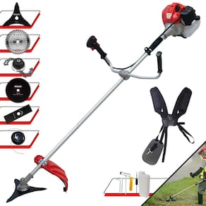 Aparador de Grama Anmax CG430P À Gasolina 2T 2HP 43cc C/ Carretel + Faca 2 Pontas + Faca 3 Pontas + Faca 40 Dentes Vídea + Faca 80 Dentes + Trimmer