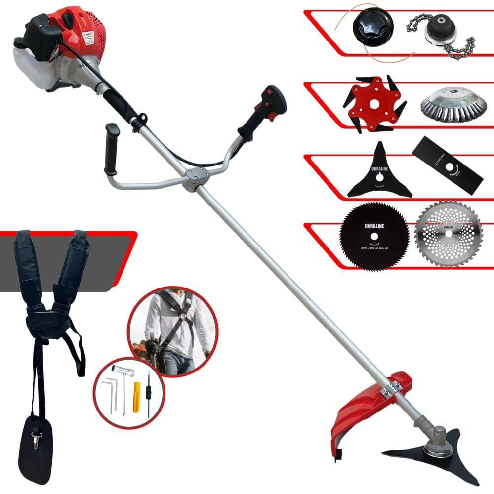 Roçadeira Profissional Anmax CG430P-TB 43cc 2T 2HP Com Carretel + Facas 2 Pontas, 3 Pontas, 6 Pontas, 40 Dentes, 80 Dentes, Trimmer e Escova de Aço