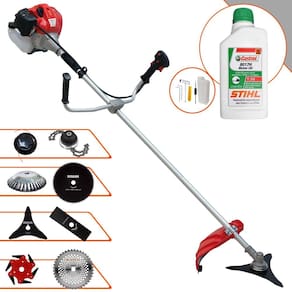 Roçadeira Anmax CG430P-TB 43cc 2T 2HP Com Carretel + Facas 2 Pontas, 3 Pontas, 6 Pontas, 40 Dentes, 80 Dentes, Trimmer, Escova de Aço + ÓLEO STIHL