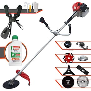 Aparador de Grama Anmax CG430P 43cc 2T 2HP C/ Carretel + Facas 2 Pontas, 3 Pontas, 6 Pontas, 40 Dentes, 80 Dentes, Trimmer, Escova de Aço + ÓLEO STIHL