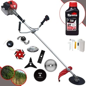 Roçadeira Anmax CG430P-TB 43cc 2T 2HP Com Carretel + Facas 2 Pontas, 3 Pontas, 6 Pontas, 40 Dentes, 80 Dentes, Trimmer e Escova de Aço + ÓLEO TOYAMA