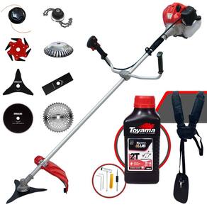 Aparador de Grama Anmax CG430P 43cc 2HP + Carretel + Facas 2 Pontas, 3 Pontas, 6 Pontas, 40 Dentes, 80 Dentes, Trimmer e Escova de Aço + ÓLEO TOYAMA