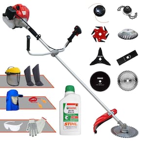 Aparador Anmax CG430P 43cc 2HP C/ Carretel + Facas 2 Pontas, 3 Pontas, 6 Pontas, 40 Dentes Vídea, 80 Dentes, Trimmer, Escova de Aço + EPI + ÓLEO STIHL