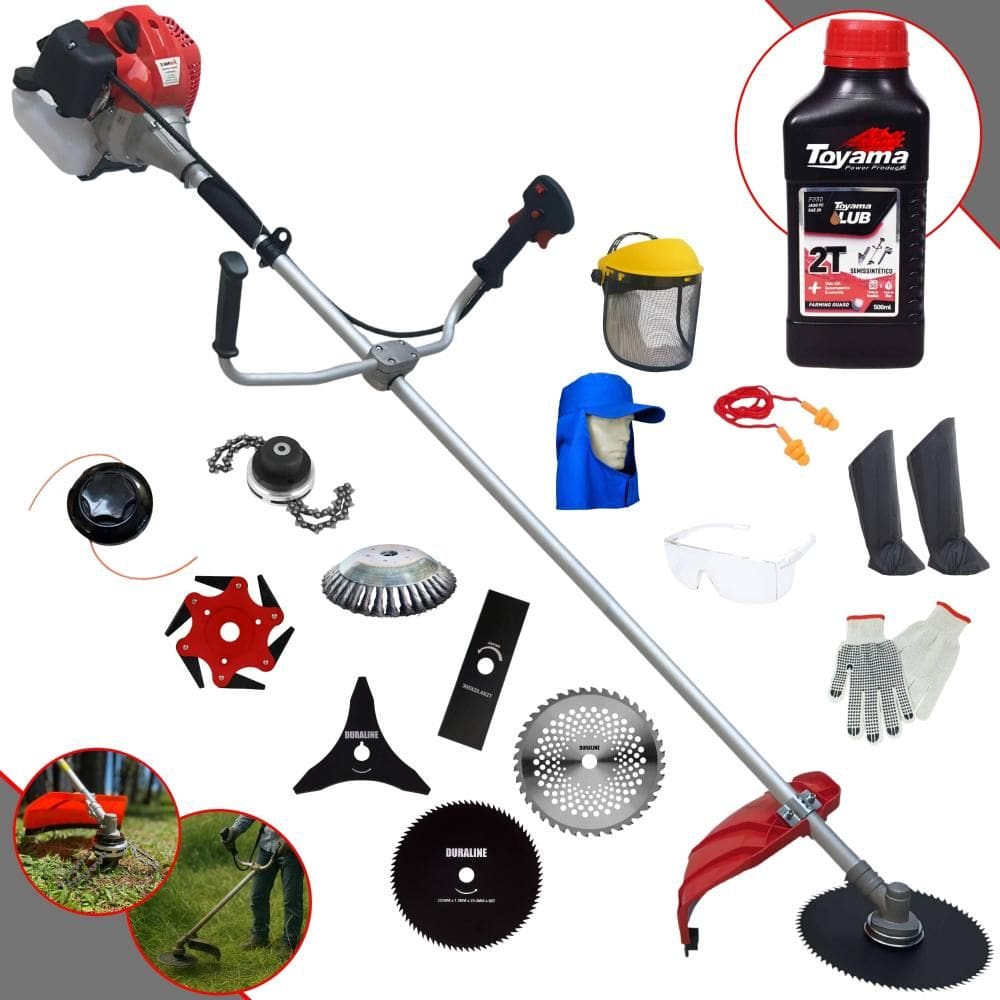 Roçadeira Completa Anmax CG430P À Gasolina 2T 43cc 2HP Alta Rotação Ideal Para Todos os Tipos de Trabalhos Com 8 Opções de Cortes + EPI + ÓLEO TOYAMA