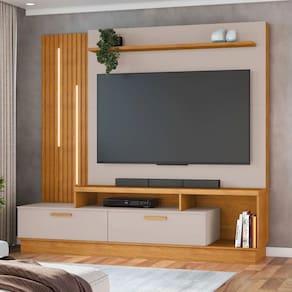 Estante para TV até 65 Polegadas Despertar Candian - Cinamomo/Off - JCM Móveis