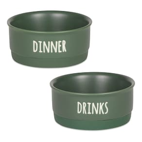 Taças para animais de estimação Bone Dry Ceramic para cães e gatos, conjunto de 2 Hunter Green